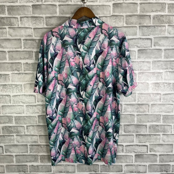 Bad Birdie Pink & Green Tropical Hawaiian Performance Golf Polo Shirt Mens XL - Picture 4 of 7